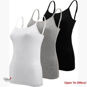 Adjustable Spaghetti Strap Camisole Set 3-Pack Polyester Spandex